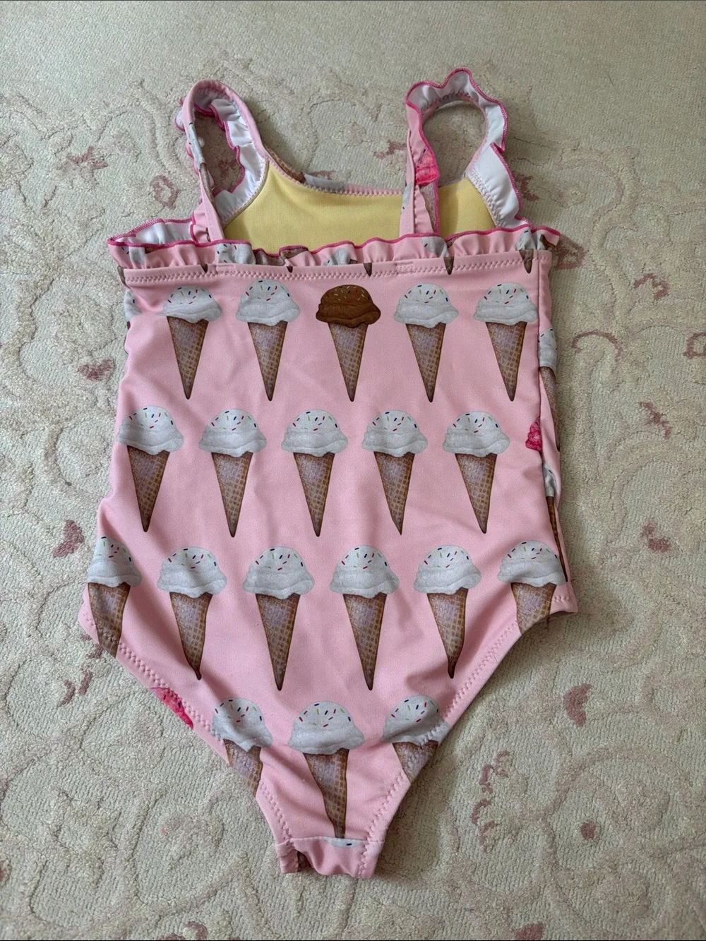 Pink Chicken Girls' Pink Ice Cream Cone One-Piece Swimsuit